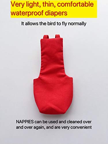 HEZHUO Parrot Diaper Bird Flight Suit, Bird Clothes, Waterproof Lining Pet Bird Supplies (L, Red)