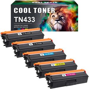 cool toner compatible toner cartridge replacement for brother tn433 tn-433 tn431 for brother hl-l8360cdw mfc-l8900cdw hl-l8260cdw printer ink (black cyan magenta yellow, 5 pack)