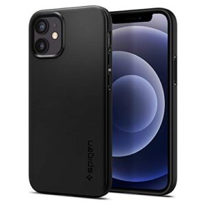 spigen thin fit designed for iphone 12 mini case (2020). - black