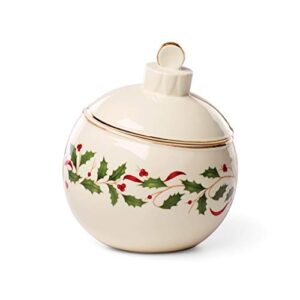 lenox holiday ornament candy jar, 1.30 lb, red & green