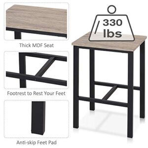 HOMCOM 5 Piece Modern Dining Table and 4 Stools Industrial Dining Set with Footrest & Metal Legs, for Kitchen, Natural