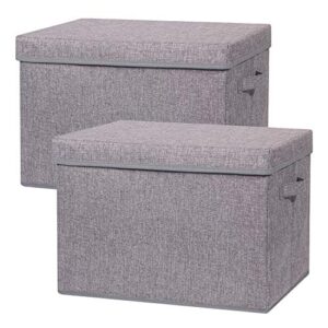 tenabort 2 pack large foldable storage box with lids [16.5x11.8x11.8] fabric storage cube organizer cloth containers linen bins baskets for closet clothes clothing bed room