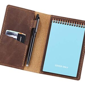 Leather Journal Cover for 3.5" x 5.5" Pocket Size Notebook With Pen Loop, Leather Cover Compatible with Rocketbook Notebook Mini Size - Brown