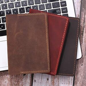 Leather Journal Cover for 3.5" x 5.5" Pocket Size Notebook With Pen Loop, Leather Cover Compatible with Rocketbook Notebook Mini Size - Brown