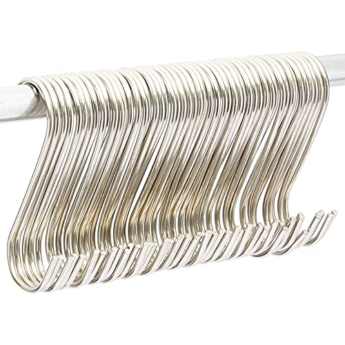 Juvale Metal S Shaped Hooks, Stainless Steel Hangers Bulk Set (3.9 in, 50 Pack)