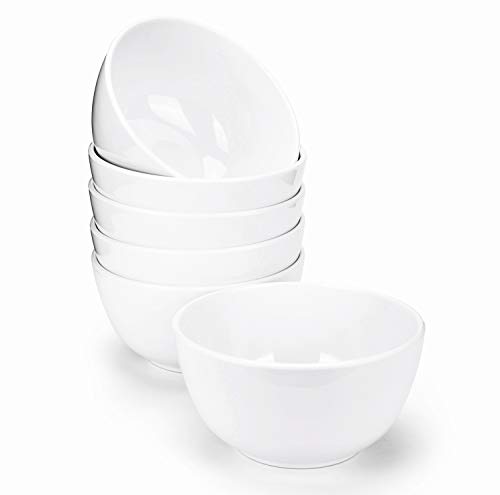 KX-WARE Melamine Bowls set - 28oz 6inch 100% Melamine Cereal/Soup/Salad Bowls, Set of 6 White | Shatter-Proof and Chip-Resistant Dishwasher Safe, BPA Free