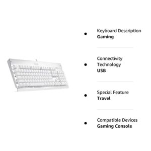 EagleTec KG010 Mechanical Keyboard Wired Ergonomic Brown Switches Equivalent for Office PC Home or Business (White Keyboard White Backlit)