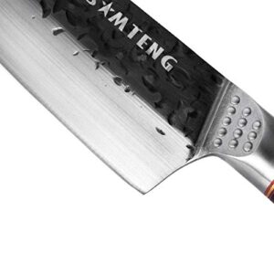 Kitchen Knives 8 Inch -SMTENG Professional chef Knife 3 layer 9CR18MOV clad steel hammered with Pakkwood handle，Multipurpose Top Kitchen Knife for Home and Restaurant