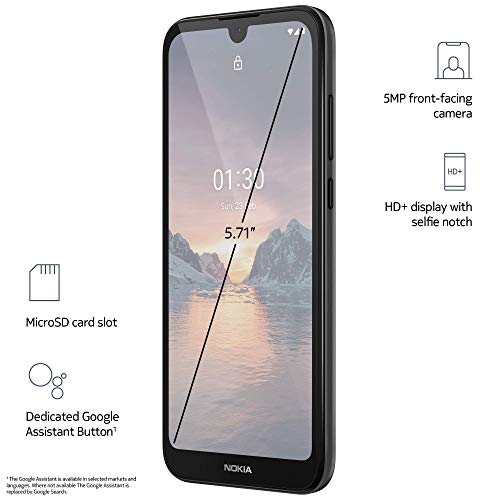 Nokia 1.3 Fully Unlocked Smartphone with 5.7" HD+ Screen, AI-Powered 8 MP Camera and Android 10 Go Edition, Charcoal, 2020 (AT&T/T-Mobile/Cricket/Tracfone/Simple Mobile)