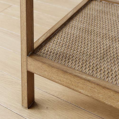 Nathan James Nash Modern Solid Wood Accent End or Side Table, Light Brown/Glass 18 in x 18 in x 22 in