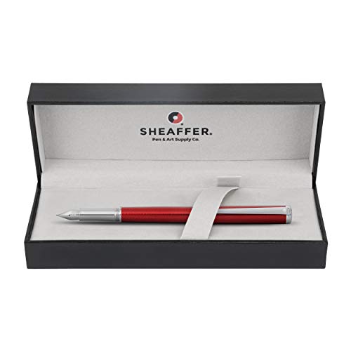 Sheaffer Intensity Engraved Red Lacquer w/Chrome Appointments and Medium Nib Fountain Pen (E0924553)