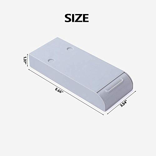 TuTuShop Under Table Drawer, Hidden Self-Adhesive Pencil Tray Drawer,Under Desk Holder Storage Box, Stationery Pencil Storage Drawer Organizer for Office/School/Kitchen (2 Pack White+Grey)