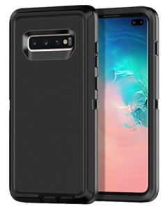 i-honva for galaxy s10 plus case shockproof dust/drop proof 3-layer full body protection [without screen protector] rugged heavy duty durable cover case for samsung galaxy s10 plus, black