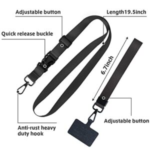 ROCONTRIP Universal Phone Lanyard with Durable Glittering Patch Cell Phone Lanyard with Phone Tether Phone Strap Compatible with All Smartphones(Pure black)