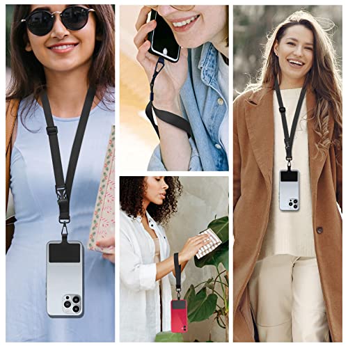 ROCONTRIP Universal Phone Lanyard with Durable Glittering Patch Cell Phone Lanyard with Phone Tether Phone Strap Compatible with All Smartphones(Pure black)