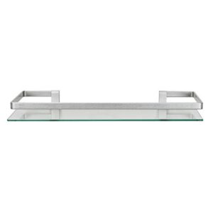 danya b. floating wall mount tempered glass bathroom shelf with brushed chrome rail - clear