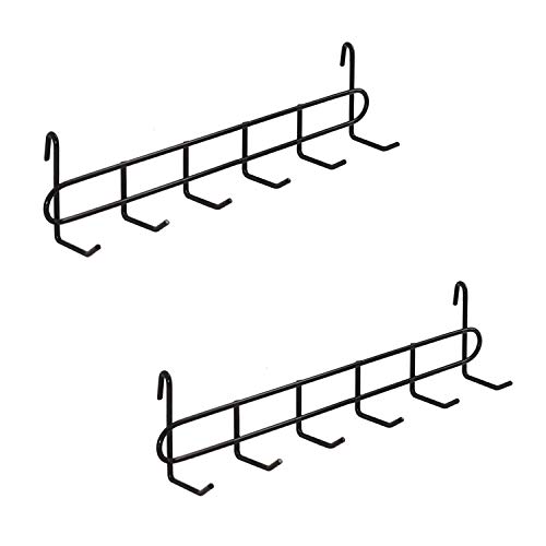 FRIADE Black Grid Hooks Rack for Wall Grid Panel,Hanging Hooks for Wall Grid Storage and Display，Size 10.7”x 2.8”x1.8 ”，2 Pack