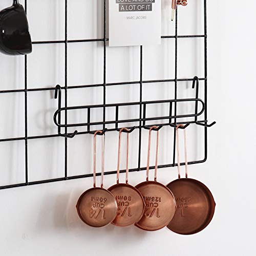 FRIADE Black Grid Hooks Rack for Wall Grid Panel,Hanging Hooks for Wall Grid Storage and Display，Size 10.7”x 2.8”x1.8 ”，2 Pack