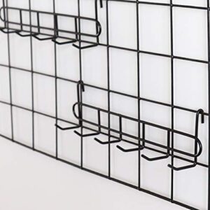 FRIADE Black Grid Hooks Rack for Wall Grid Panel,Hanging Hooks for Wall Grid Storage and Display，Size 10.7”x 2.8”x1.8 ”，2 Pack