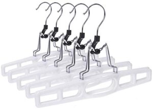 premium skirt hangers 10-pack - thin space-saving skirt hanger set with clamp, pant hanger 10-piece set, shorts hangers with heavy-duty locking clasp, multipurpose quality jean hangers set (white, 10)