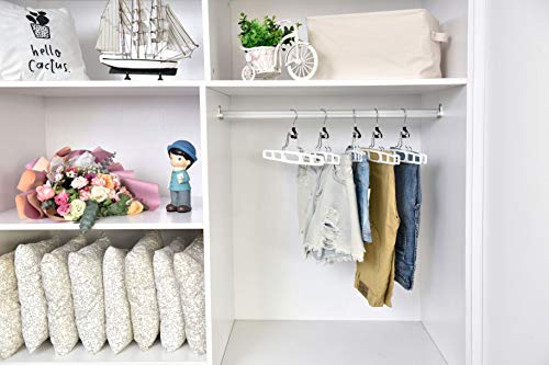 Premium Skirt Hangers 10-Pack - Thin Space-Saving Skirt Hanger Set with Clamp, Pant Hanger 10-Piece Set, Shorts Hangers with Heavy-Duty Locking Clasp, Multipurpose Quality Jean Hangers Set (White, 10)