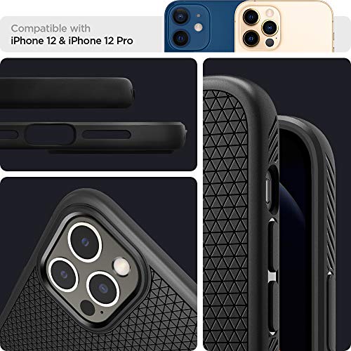 Spigen for iPhone 12 Pro Case, Liquid Air Armor Case for iPhone 12 & 12 Pro - Matte Black