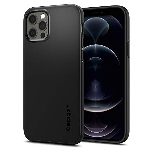 Spigen for iPhone 12 Pro Case, Thin Fit Case for iPhone 12 & 12 Pro - Matte Black