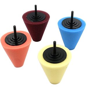bitray 4 pcs conical sponge buffing & polishing cone for automotive car wheel hub care, metal polish buffing foam pad sponge polishing wheel tool
