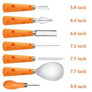 FEONRJIEY Halloween Pumpkin Carving Kit with Carrying Bag, Pumpkin Carving Tools, Dishwasher Safe Professional Stainless Steel Tools, 7 Piece Pumpkin Carving Set for Kids and Adults