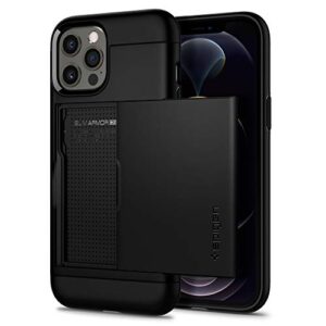 spigen for iphone 12 pro case, slim armor cs case & pro. - black