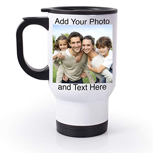 Personalized Travel Mugs with Picture - Custom Travel Mug with Photo, 14oz Photo Travel Mug, Custom Tumbler Personalized, Personalized Travel Coffee Mug with Lid