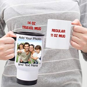 Personalized Travel Mugs with Picture - Custom Travel Mug with Photo, 14oz Photo Travel Mug, Custom Tumbler Personalized, Personalized Travel Coffee Mug with Lid