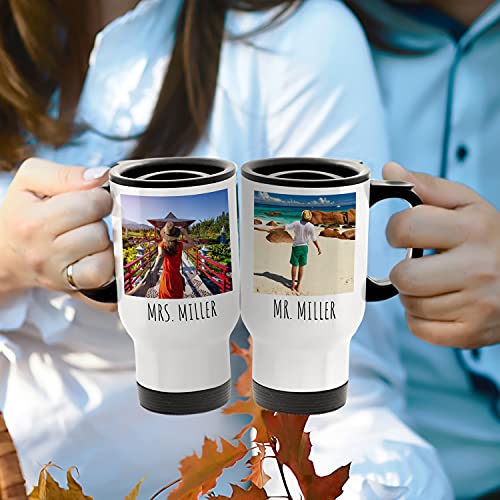 Personalized Travel Mugs with Picture - Custom Travel Mug with Photo, 14oz Photo Travel Mug, Custom Tumbler Personalized, Personalized Travel Coffee Mug with Lid