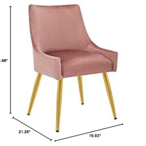 CangLong Velvet Upholstered Dining Chair for Dining Room Accent Leisure Side with Metal Legs, Pink