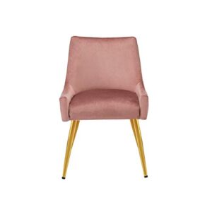 CangLong Velvet Upholstered Dining Chair for Dining Room Accent Leisure Side with Metal Legs, Pink