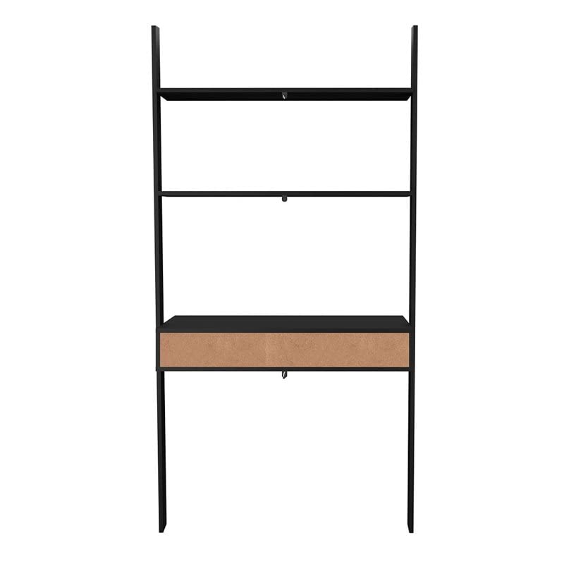 Manhattan Comfort Cooper Mid Century Modern Home and Office Ladder Desk Organizer, 36.61", Black