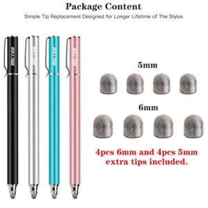 METRO Universal Stylus Pens for Touch Screens - High Sensitivity Capacitive Stylus Fiber Tips 2 in 1 Touch Screen Pen with 8 Extra Replaceable Tips for iPad iPhone and All Other Tablets & Cell Phones