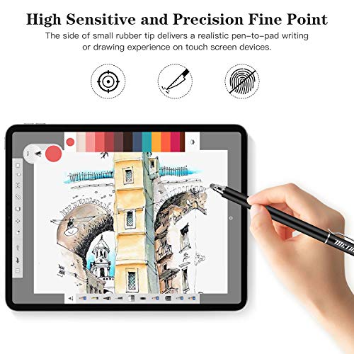 METRO Universal Stylus Pens for Touch Screens - High Sensitivity Capacitive Stylus Fiber Tips 2 in 1 Touch Screen Pen with 8 Extra Replaceable Tips for iPad iPhone and All Other Tablets & Cell Phones