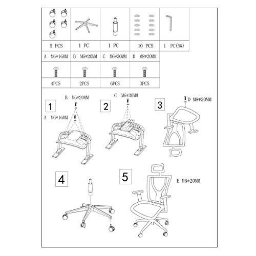 CangLong Mesh Office Chair High Back Desk Chair with 2D Adjustable Headrest and 3D Armrest Swivel Computer Task Chair, BIFMA Certification No 5.1, Black