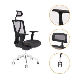 CangLong Mesh Office Chair High Back Desk Chair with 2D Adjustable Headrest and 3D Armrest Swivel Computer Task Chair, BIFMA Certification No 5.1, Black