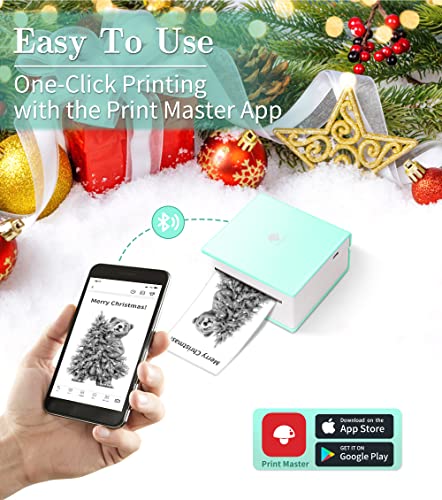 Phomemo Sticker Printer - M02 Mini Photo Printer, Bluetooth Portable Thermal Instant Sticker Maker, for iOS + Android, for Photo, Learning, Journal, Study Note, Christmas, Good Gift (Ice Cream Green)