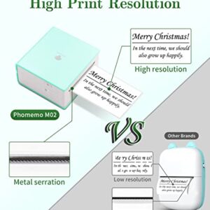 Phomemo Sticker Printer - M02 Mini Photo Printer, Bluetooth Portable Thermal Instant Sticker Maker, for iOS + Android, for Photo, Learning, Journal, Study Note, Christmas, Good Gift (Ice Cream Green)