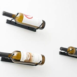 VintageView W Series Single: 1-Bottle Metal Wall Mounted Wine Rack (Satin Black, Left) Stylish Modern Wine Storage with Label Forward Design