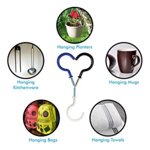 2 inches Ceiling Screw Hooks 15Pcs with Reusable Case Vinyl Coated Cup Hook Holder Screw-in Hooks for Hanging (White)