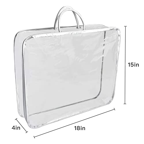 Milkary Large Storage Bag, 5 Pack Clear Plastic Storage Bag with Metal Zipper Moth Moisture Protection for Clothes Blankets Pillows Bedding Toys