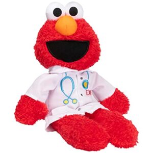gund sesame street official doctor elmo muppet plush, premium plush toy for ages 1 & up, red/white, 13”