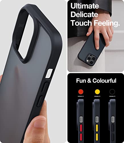 TORRAS Shockproof for iPhone 12 Case/Compatible for iPhone 12 Pro Case, [Military Grade Drop Tested] Translucent Matte Hard PC Back with Soft Silicone Edge Slim Protective Guardian, Black