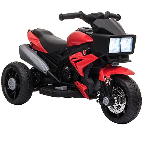 Aosom 6V Kids Motorcycle Ride-on Toy for Toddlers and Up to 8 Years Old, High-Traction Battery-Operated Ride-on Vehicle, Mini Motorbike for Kids, Red