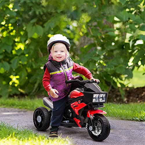 Aosom 6V Kids Motorcycle Ride-on Toy for Toddlers and Up to 8 Years Old, High-Traction Battery-Operated Ride-on Vehicle, Mini Motorbike for Kids, Red