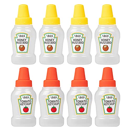 YASUOA Mini Container Ketchup Squeeze Bottles for Sauce Condiment Honey Mustard Portable for Office Bento Box Salad Dressing BBQ 8 Pieces 25ml